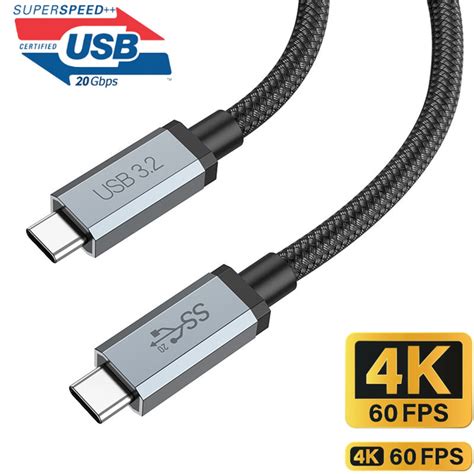 Кабель скоростной 20 Гбит/с 4K 60 FPS Type-C на Type-C USB3.2 HOCO ...