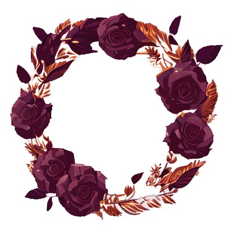 Burgundy Floral Wreath Golden Circle Creative Fabrica