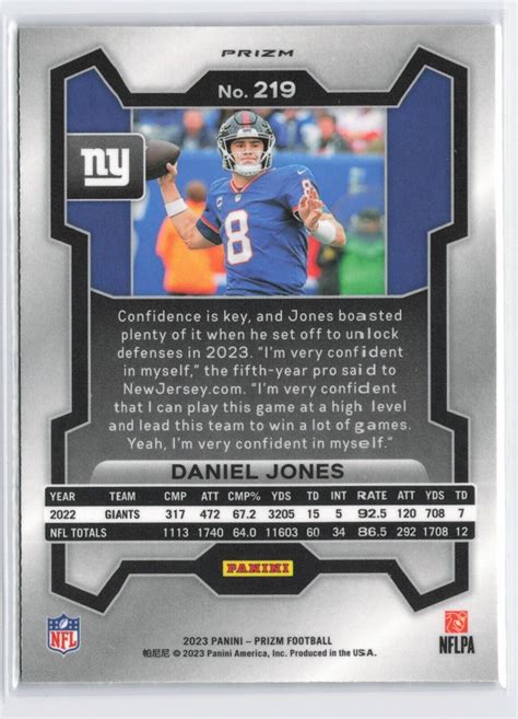 2023 Panini Prizm Daniel Jones 219 Checkerboard Parallel Giants EBay