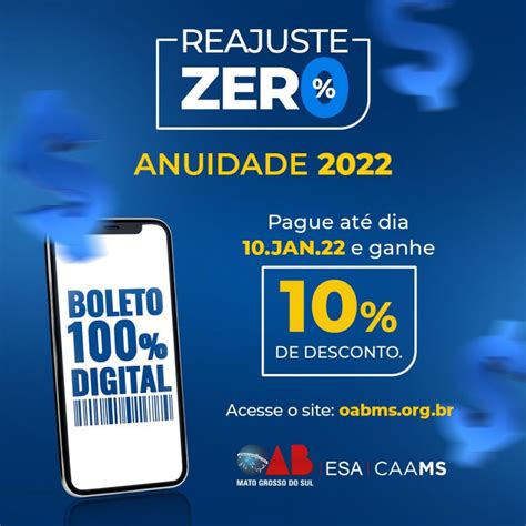 Anuidade 2022 OAB MS Congela Novamente Valores E Oferece Descontos