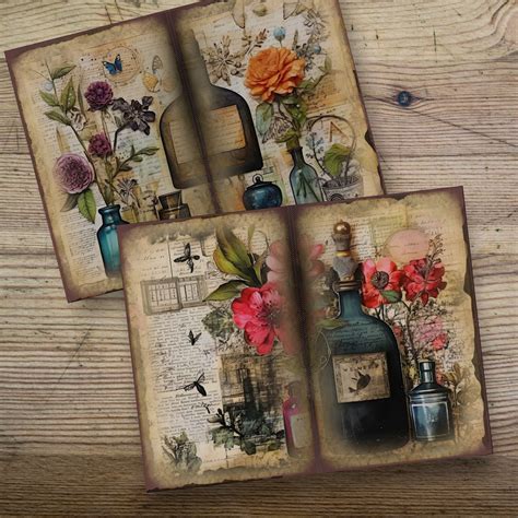 Apothecary Junk Journal Pages Junk Journal Kit Digital Scrapbook Paper