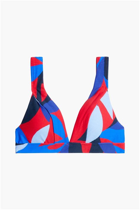 SEAFOLLY Printed Ribbed Triangle Bikini Top THE OUTNET