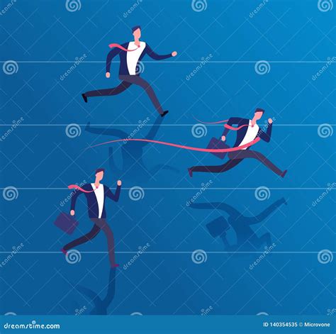 Businessman Crossing Finish Line. Success Achievement, Leadership and