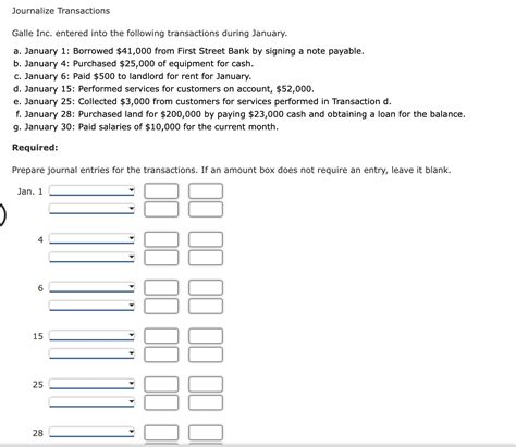 Solved Journalize Transactions Galle Inc Entered Into The Chegg