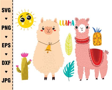 Cute Llama SVG Cut Files PNG Llamas Clipart Farmhouse Clip Art Etsy