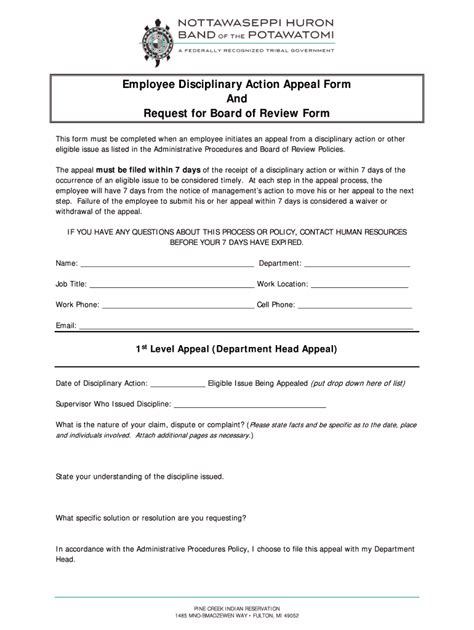 Fillable Online Employee Disciplinary Action Appeal Form And Request For Fax Email Print Pdffiller