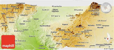 Physical Panoramic Map Of Blantyre