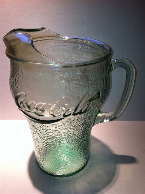 Vintage Coca Cola Green Glass Pitcher Indiana Glass Etsy