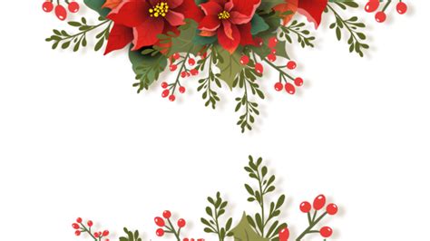 Red Poinsettia Flower Border With Snowflakes Decorative Christmas Frame