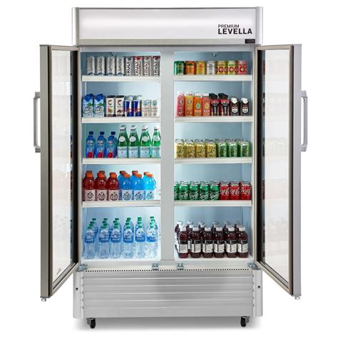 PRN210DX Double Glass Door Merchandiser Refrigerator Beverage Display