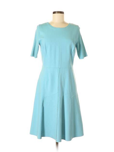 Elie Tahari Solid Blue Casual Dress Size 8 85 Off Thredup