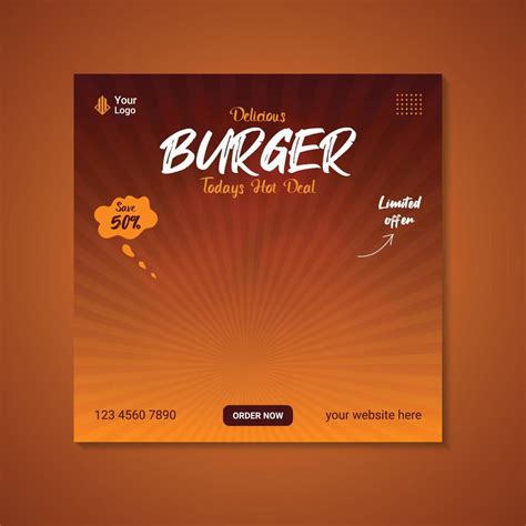 Vector Burgers Social Media Post Banner Template 22873952 Vector Art At Vecteezy