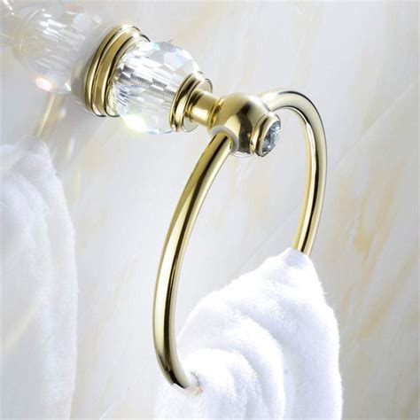 Anillo de toalla con incrustaciones de cobre cristal estante para baño