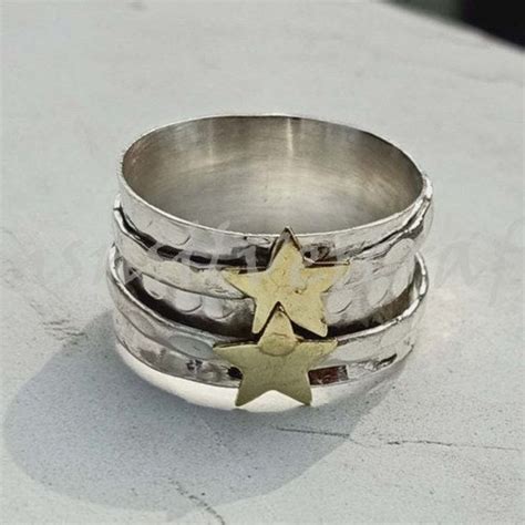 Star Ring 925 Sterling Silver Spinner Ring Handmade Ring Etsy