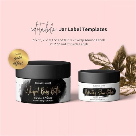 Cosmetics Jar Label Template Custom Jar Wrap Around Labels Etsy