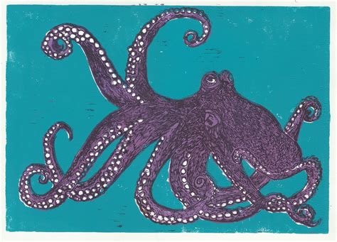 octopus 3 plate linoprint Hans von Döhren Flickr