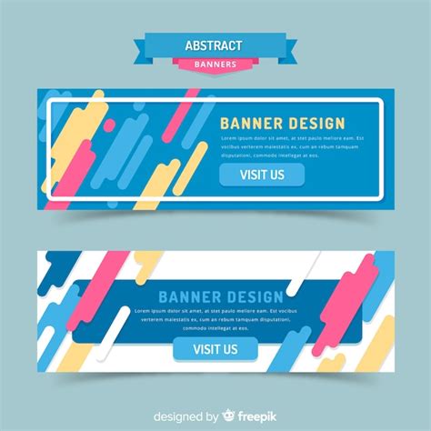 Banners abstractos modernos con diseño plano Vector Gratis