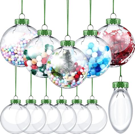 Barydat 48 Pcs Diy Clear Plastic Christmas Ornaments Fillable Ornament Balls With 24