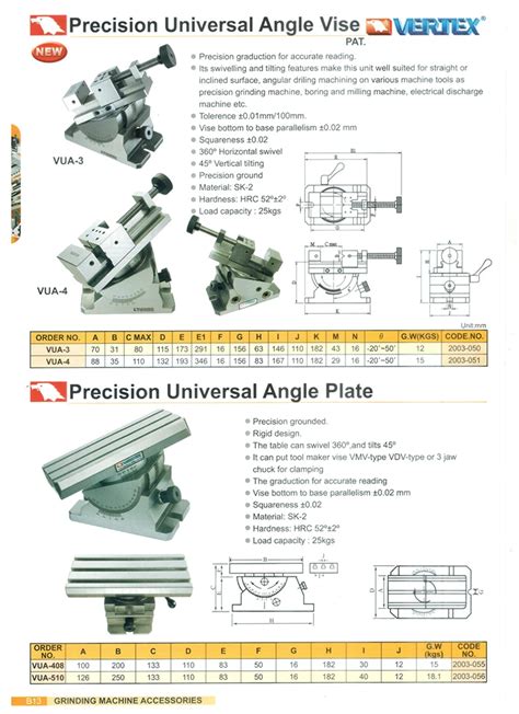 Vertex Grinder And Milling Precision Universal Angle Vise Vua 3 Vua 4