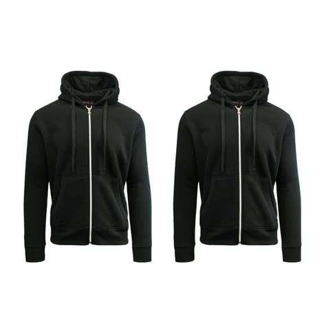 Mens Fleece Zip Up Hoodie 2 Pack