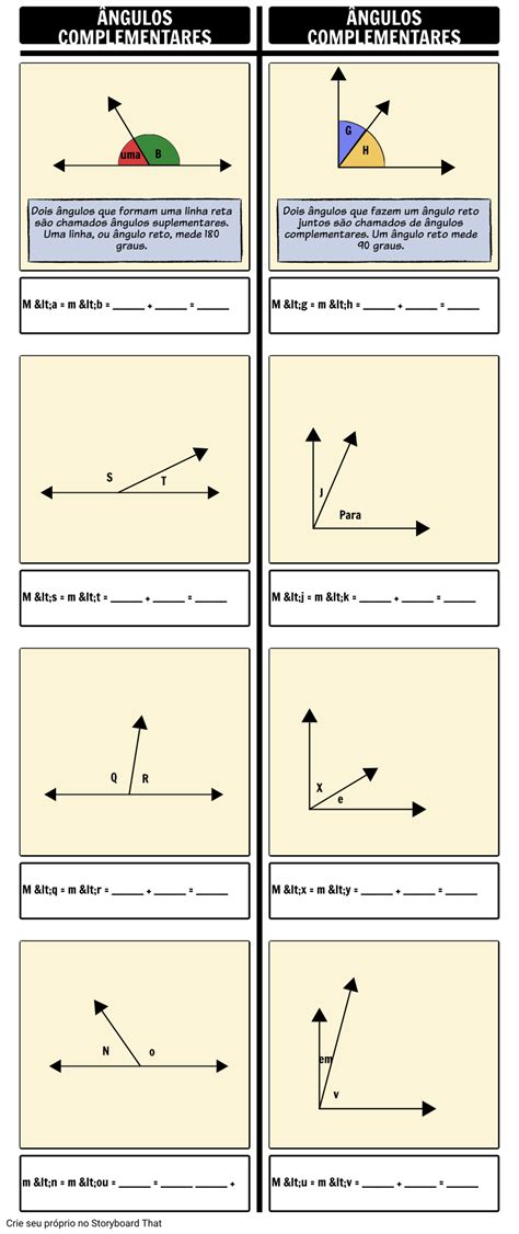 Ângulos Complementares e Complementares Exemplo