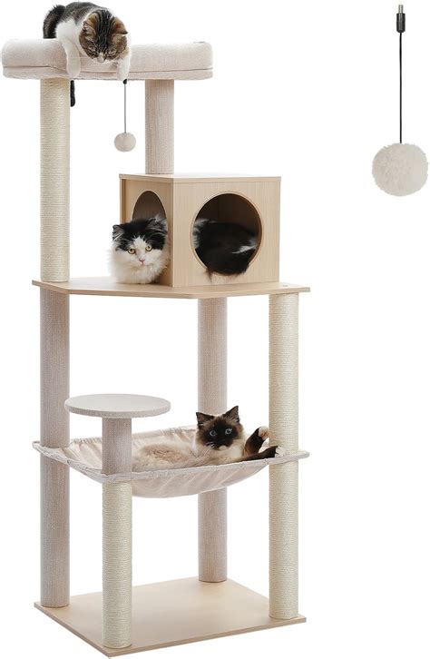 Petepela Tall Cat Tree Cm For Large Cats Wood Modern Cat