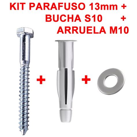 KIT Parafuso Sextavado Rosca Soberba 13mm 1 2 Pol X 70mm Bucha S10