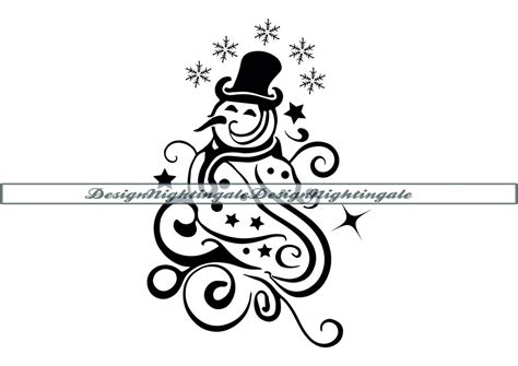 Swirly Snowman Svg Snowman Svg Snowman Flourish Svg Snowman Etsy