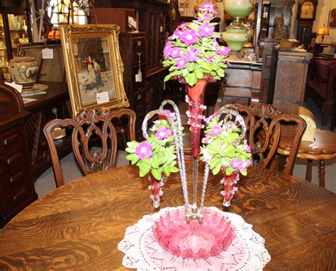 Bargain Johns Antiques Antique Victorian Cranberry Epergne With Four