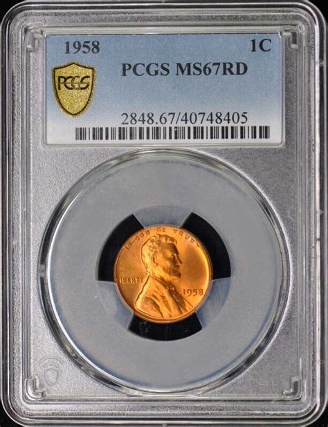 1958 1C Lincoln Cent Type 1 Wheat Reverse PCGS MS67RD EBay