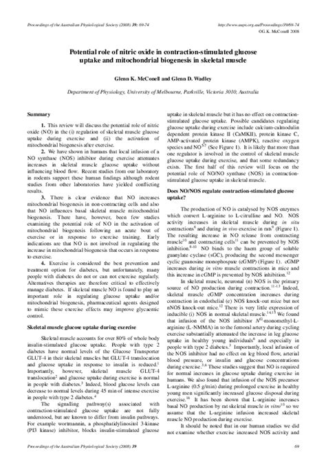 Pdf Potential Role Of Nitric Oxide In Contraction Stimulated Glucose