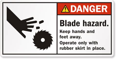 Danger Blade Hazard Keep Hands And Feet Away Label Sku Lb