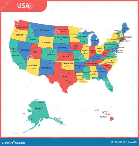 Ausführliche Karte Der USA Mit Regionen Oder Zustände Und Städte