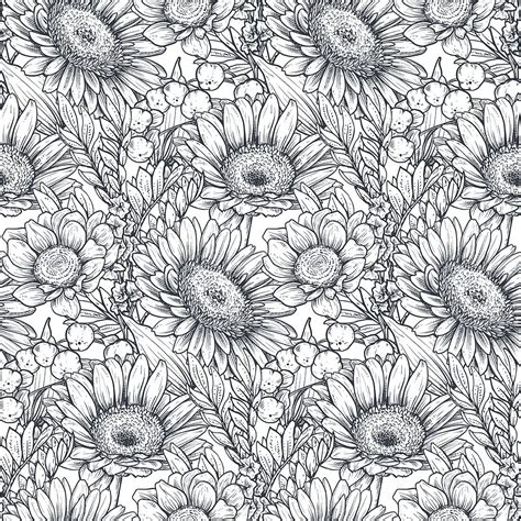 Black and White Sunflower Wallpaper Self Adhesive Sunflower Shelf Liner ...