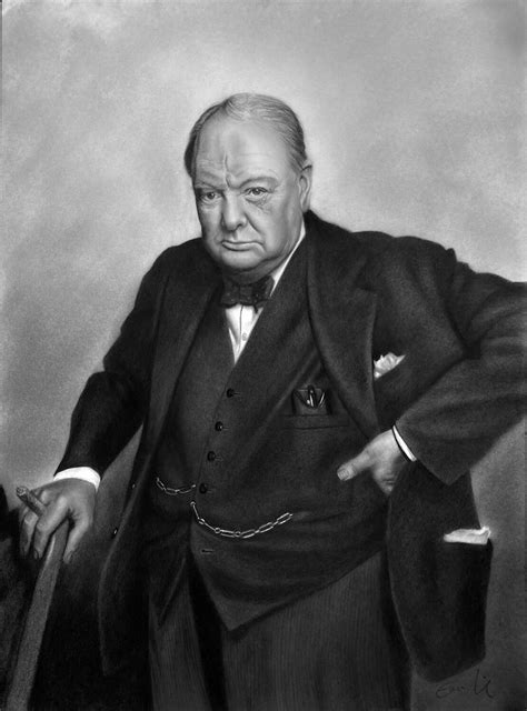 Portrait Of Sir Winston Churchill By Eric Armusik 2021 Drawing