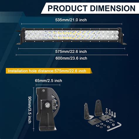 Snapklik 22 In 24 Inch 120W Spot Flood Combo LED Work Light Bar