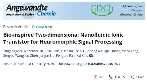 南方科技大学肖凯课题组angew Chem 仿生离子基晶体管用于神经拟态信号处理 知乎