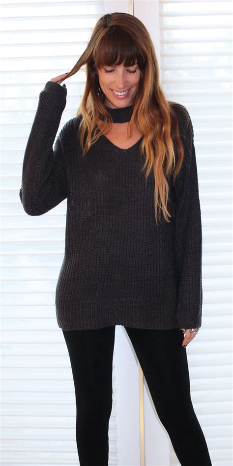 Choker Neck Sweater Posh At Play