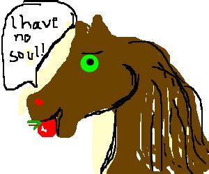 A horse eating an apple. - Drawception