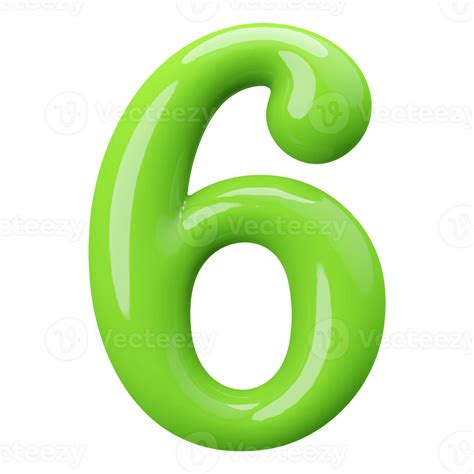 Green 3d Number 6 46646622 Png