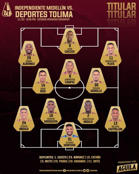 Copa DIM Tolima alineaciones Capsulas de Carreño