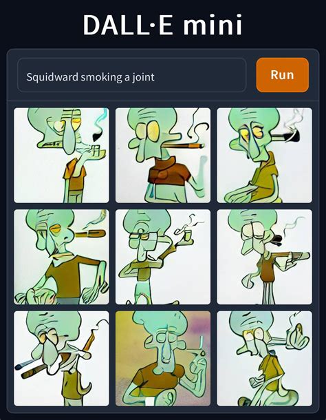 Squidward smoking a joint : r/weirddalle