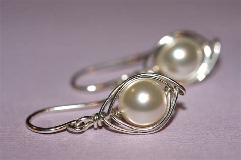 Sterling Silver Pearl Earrings Etsy