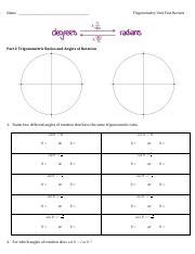 Honors Trigonometry Unit Test Review Packet Docx Pdf Name