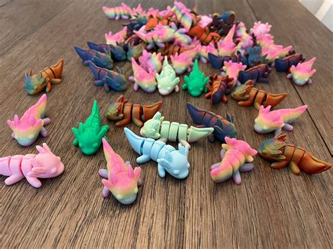 Cute Set Of D Printed Mystery Axolotl Fidget Toy Flexible