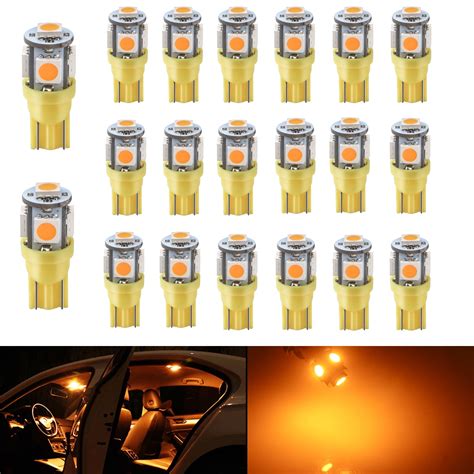 YM E Bright Amber T10 194 LED Bulbs 5050 5 SMD Chipset For Car