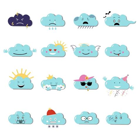 Cloud emoji icon set ⬇ Vector Image by © worldofvector | Vector Stock ...