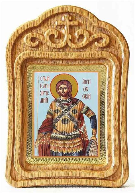 Великомученик Артемий Антиохийский, икона в резной деревянной рамке ...