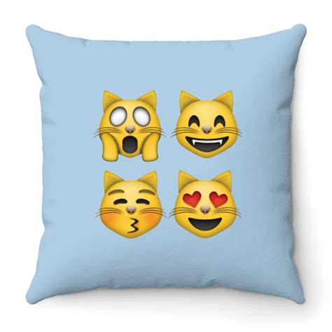 Cat Face Emojis Emotions Throw Pillows Sold By Geeann Sku 149739680