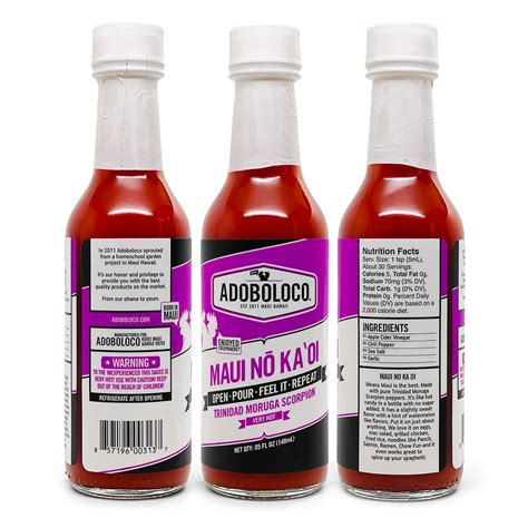 Hot Sauce Maui No Ka Oi Trinidad Moruga Scorpion And Carolina Reaper Adoboloco Maui Hawaii
